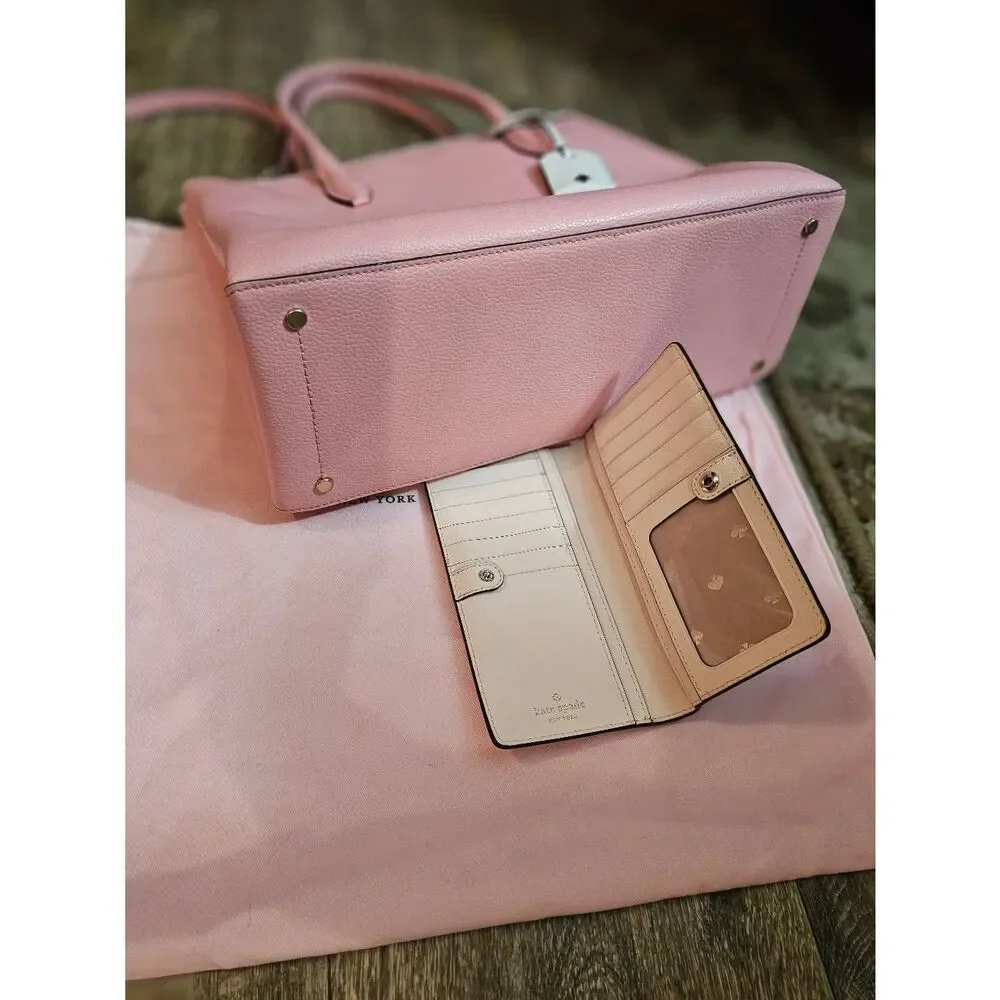 Kate Spade Leather Eva Purse Satchel AND Staci Large Slim Bifold Wallet PINK - Picture 4 of 16